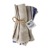 * Blue Tan Wide Stripe Dish Cloth - Set of Three