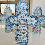 "He Saved Cross" acrylic shelfie