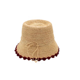 Kate 3" Brim Crochet Bucket Straw Hats with Colored Edge: Umberwine