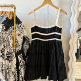 Contrast Binding Black Mini Dress