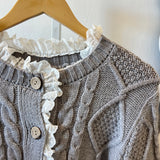 Eyelet Trim Cable Knit Cardigan