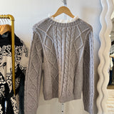 Eyelet Trim Cable Knit Cardigan