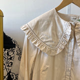 Oversized Collar Mini Shirt Dress in Ivory