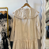 Oversized Collar Mini Shirt Dress in Ivory
