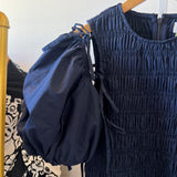 Detachable Sleeve Midi Dress in Navy