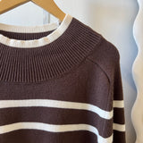 Striped Turtleneck Sweater in Brown