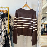 Striped Turtleneck Sweater in Brown