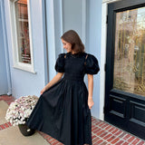 Detachable Sleeve Midi Dress in Black