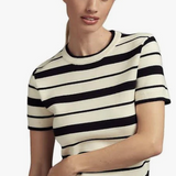 Short-Sleeve Striped Knit Sweater