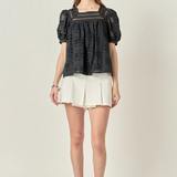 Square Neck Embroidered Top