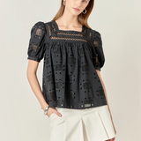 Square Neck Embroidered Top