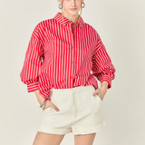 Stripe Balloon Sleeve Shirt