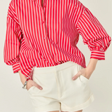 Stripe Balloon Sleeve Shirt