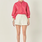 Stripe Balloon Sleeve Shirt