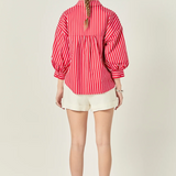 Stripe Balloon Sleeve Shirt