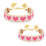 Mini & Me: Pink Hearts Beaded Bracelet Set