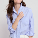 The Long Sleeve Boxy Crop in White/Blue Stripe