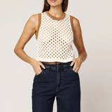 Brownwyn Sweater Top | Ivory/Brown