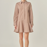 Stripe Collar Flared Skirt Dress