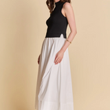 Sleeveless Mixed Media Midi Dress