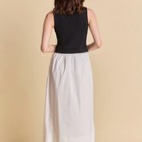 Sleeveless Mixed Media Midi Dress