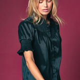The Nicole Shirt in Black Satin