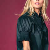 The Nicole Shirt in Black Satin