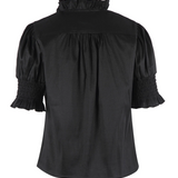 The Nicole Shirt in Black Satin
