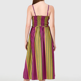 Smocked Dress in Wildberry Stripes