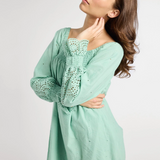 Gabriette Dress in Pistachio Eyelet
