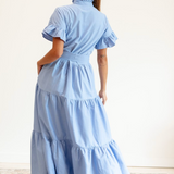 Victoria Dress in Blue Oxford