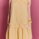 Scalloped Halter Linen Mini Dress