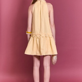 Scalloped Halter Linen Mini Dress