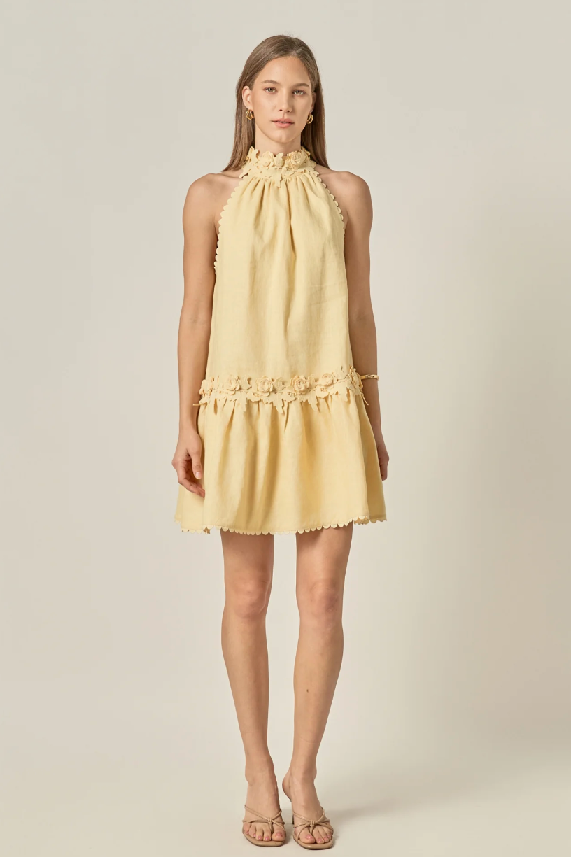 scalloped halter dress Endless Summer Womens Resort Wear Halter Dress with Scalloped Cutout Hem