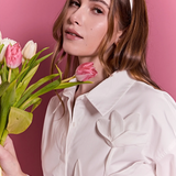 Floral Applique Collared Shirt