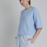 Short Sleeve Knit Cardigan in Sky Blue