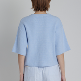 Short Sleeve Knit Cardigan in Sky Blue