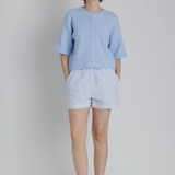 Short Sleeve Knit Cardigan in Sky Blue
