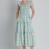 Printed Teared Dress in Green