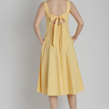 Poplin Keyhole Midi Dress in Yellow