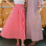 Pavilion Skirt in Red Stripes