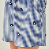 Embroidered Gingham Shorts