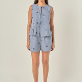 Embroidered Gingham Shorts