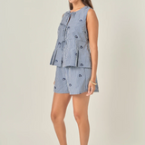 Embroidered Bow Detail Top