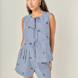 Embroidered Bow Detail Top