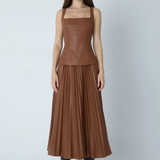Nia Faux Leather Pleated Skirt