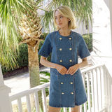 Denim Short Sleeve Button Front Dress