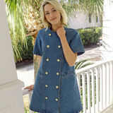 Denim Short Sleeve Button Front Dress