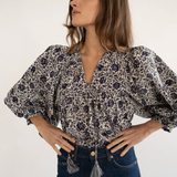Charlie Top in Indigo Floral