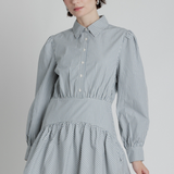 Basque Waist Gingham Shirtdress